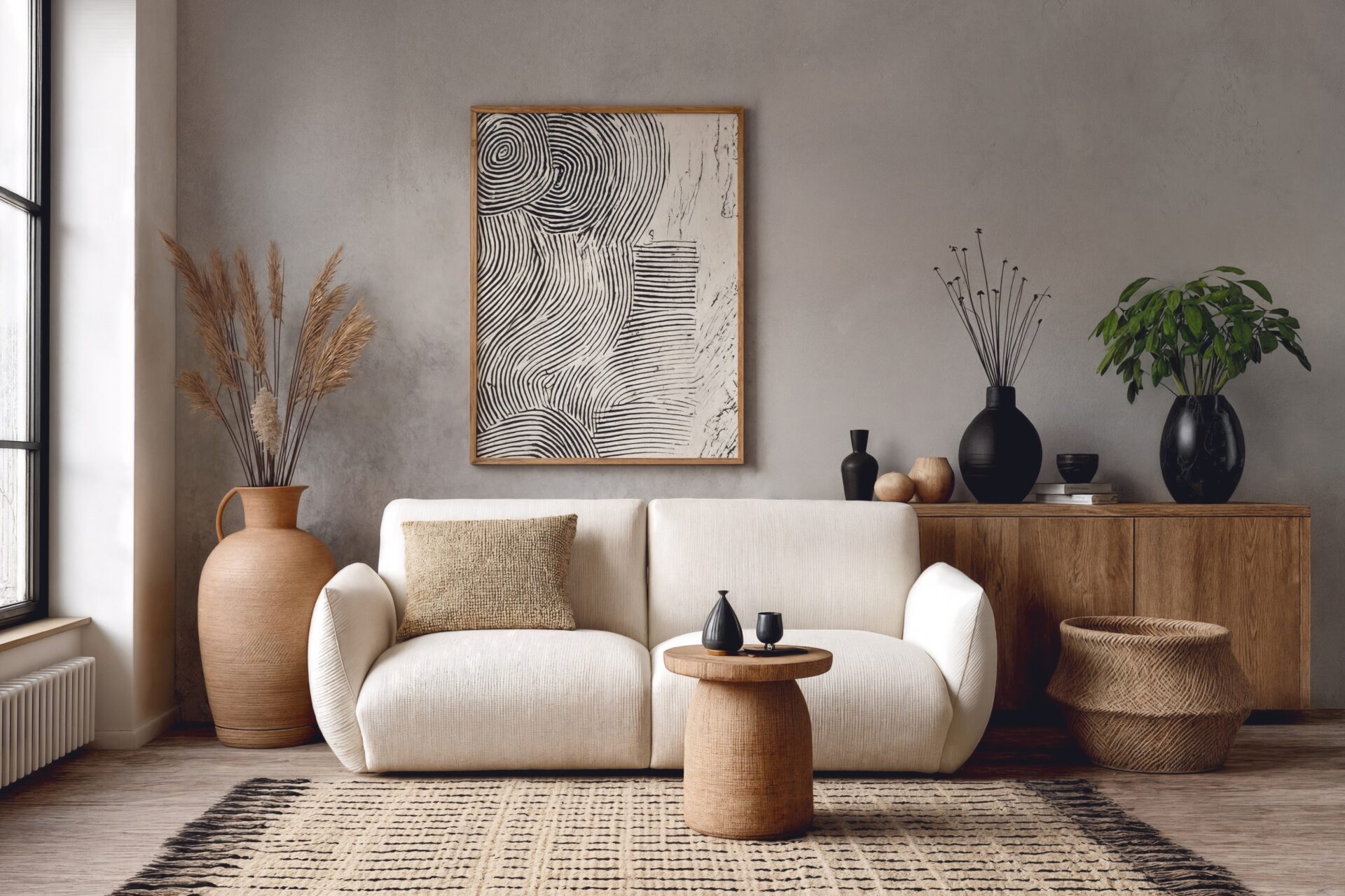 Modern neutral-toned living room interior in a contemporary Coventry family home