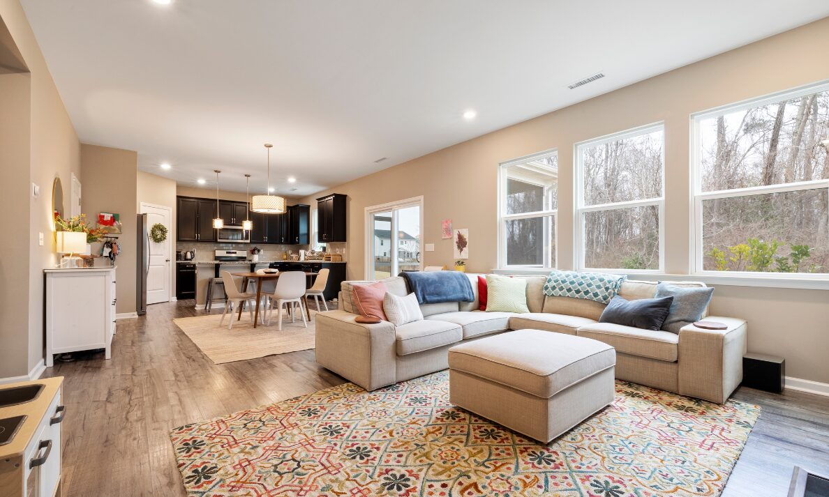 Bright open-plan living room representing the Stone property market and buyer demand for family homes in ST15.
